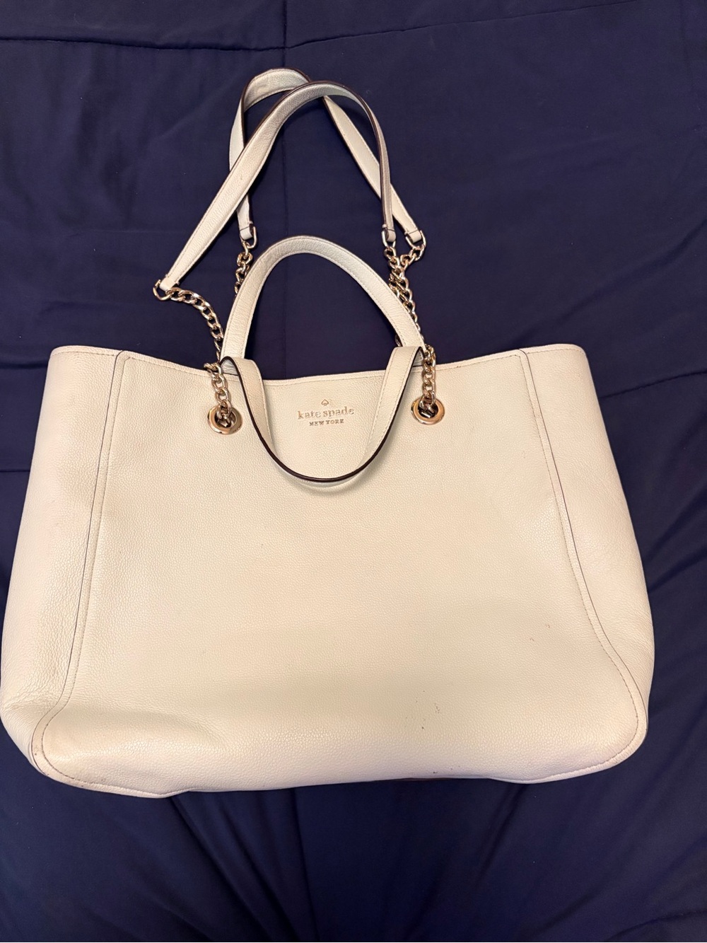 Kate Spade Infinite Lrg Mint Pebbled Leather Silver tone Triple Compartment Tote